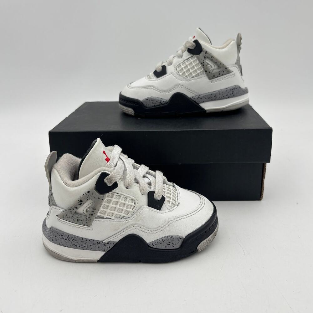 Nike Jordan 4 Retro OG TD White Cement Sneakers Shoes Baby Toddler 5C